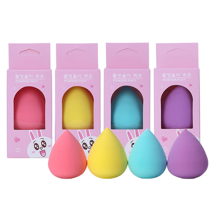 Promotion Candy Color Cosmetics Sponge Beauty Tool 1pc Gift Set with Korean Bear Cartoon Box Makeup Blender