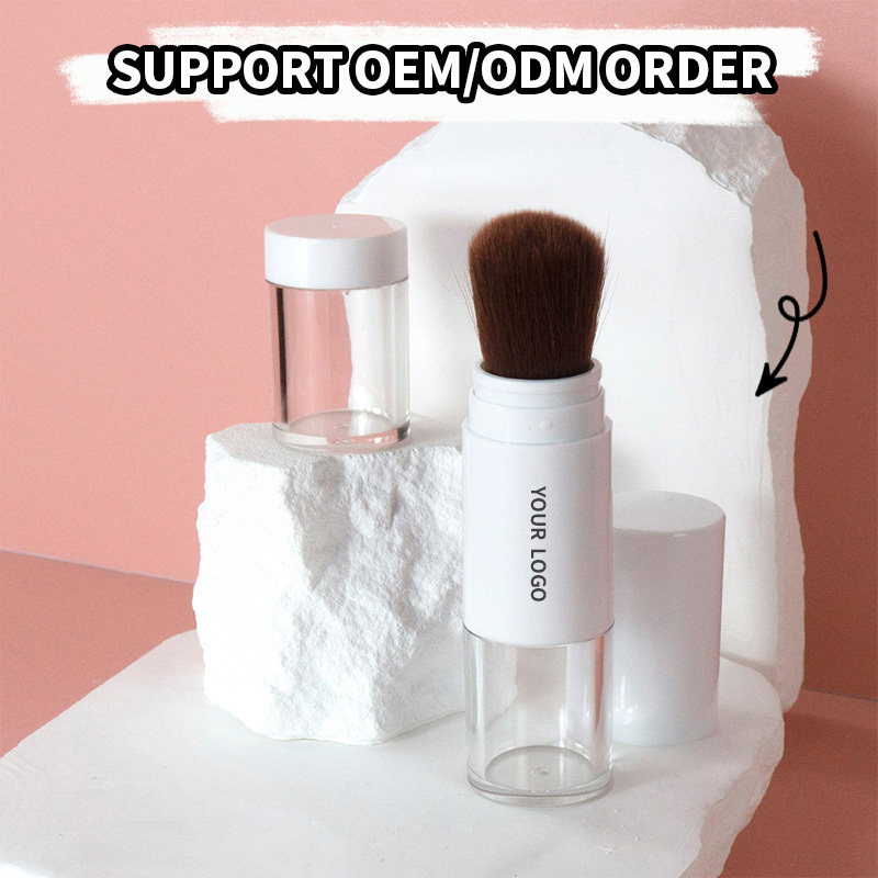 2024 Wholesale Portable Retractable Sunscreen Stick Cosmetic OEM Makeup Beauty Setting Brush with Loose Powder Bottle Container