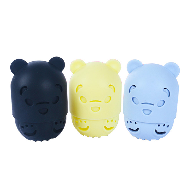 2024 New Style High Quality Cartoon Bear Beauty Sponge Travel Container Silicone Makeup Blender Cosmetics Organizer Container