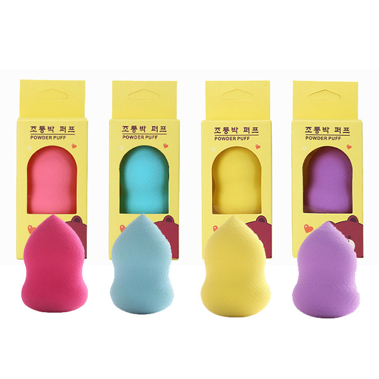 Promotion Candy Color Cosmetics Sponge Beauty Tool 1pc Gift Set with Korean Bear Cartoon Box Makeup Blender