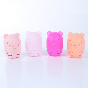 2024 New Style High Quality Cartoon Bear Beauty Sponge Travel Container Silicone Makeup Blender Cosmetics Organizer Container