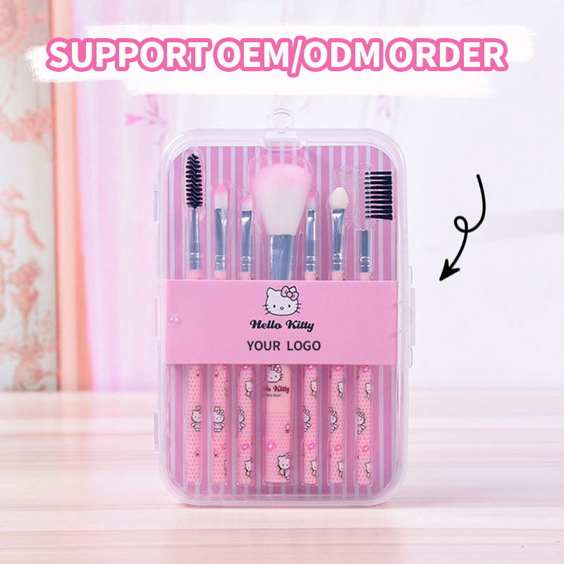 Make up Hot Selling Cheap Price Portable Pink Helloed Kitty 5pcs Makeup Cosmetic Brushes with Box