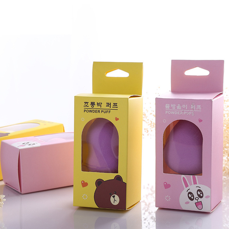 Promotion Candy Color Cosmetics Sponge Beauty Tool 1pc Gift Set with Korean Bear Cartoon Box Makeup Blender