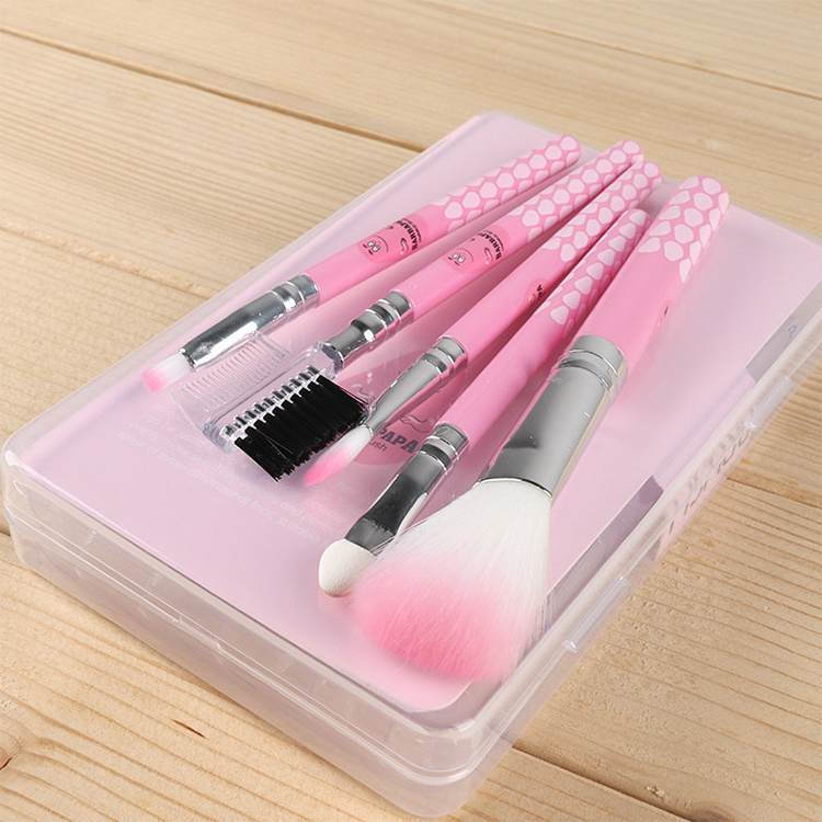 Make up Hot Selling Cheap Price Portable Pink Helloed Kitty 5pcs Makeup Cosmetic Brushes with Box