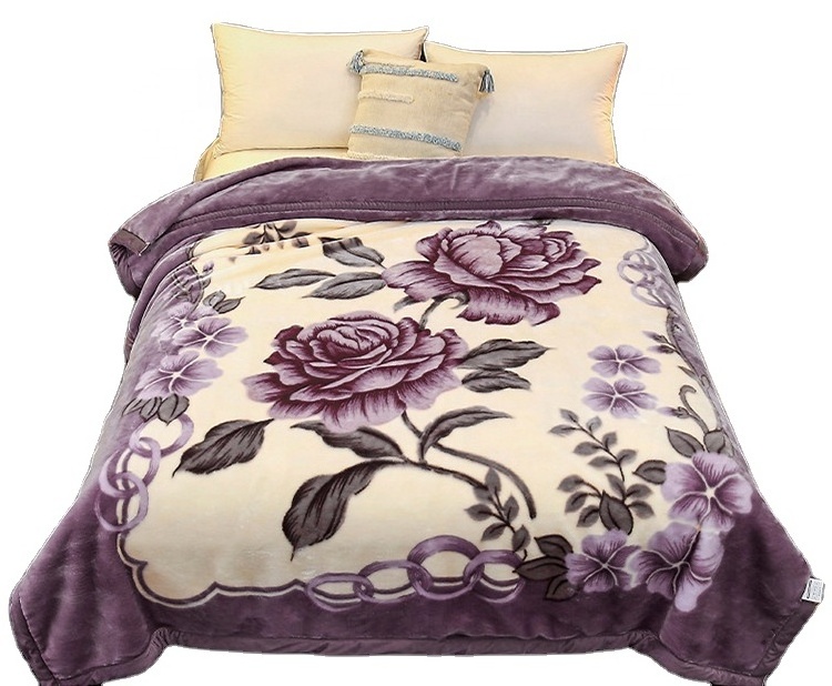 First grade Embossed Fleece Polyester Soft Winter Blanket Raschel Fleece Muslim Bedding Set