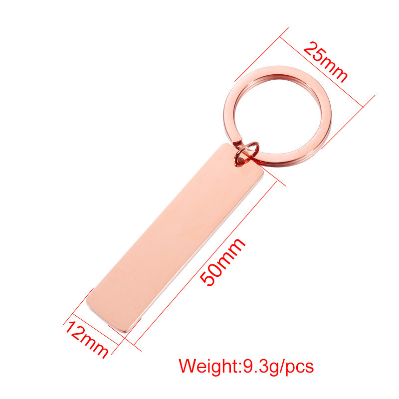 Custom Blanks Strip Bar DIY Stainless Steel Keychain For Engrave Gold Rose Gold Silver Color Metal Keychain Mirror Polished