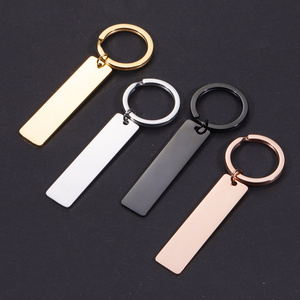 Custom Blanks Strip Bar DIY Stainless Steel Keychain For Engrave Gold Rose Gold Silver Color Metal Keychain Mirror Polished