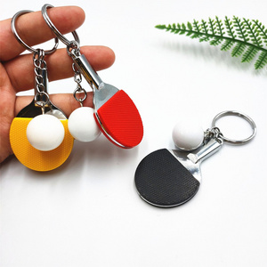 3d mini Table Tennis simulation Keychain Mini Ping Pong Key rings Table Tennis Racket Sports realistic Key chain for Bags charms