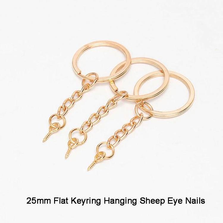 Wholesale Gold Nickel Plating Metal Keychain in bulk Split Key Rings With Chain DIY Hardware Accessories Key Chains bulk Keyring