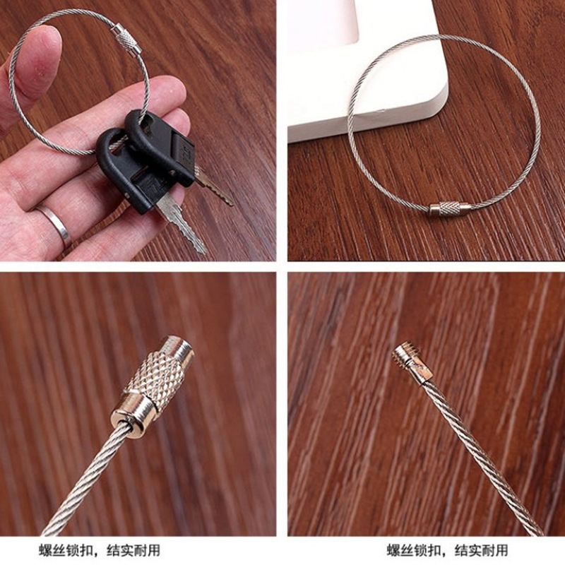 Stainless Steel Wire Keychain Cable Key Ring for Outdoor Hiking screw stainless steel wire rope cable key ring key chain cable