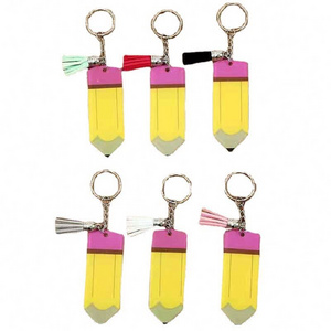 Personalized Blank acrylic printing Pencil Key chain Teachers Day Graduation Gift acrylic Tassel Acrylic Plastic pencil keychain