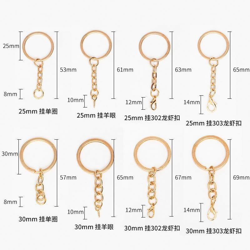 Wholesale Gold Nickel Plating Metal Keychain in bulk Split Key Rings With Chain DIY Hardware Accessories Key Chains bulk Keyring