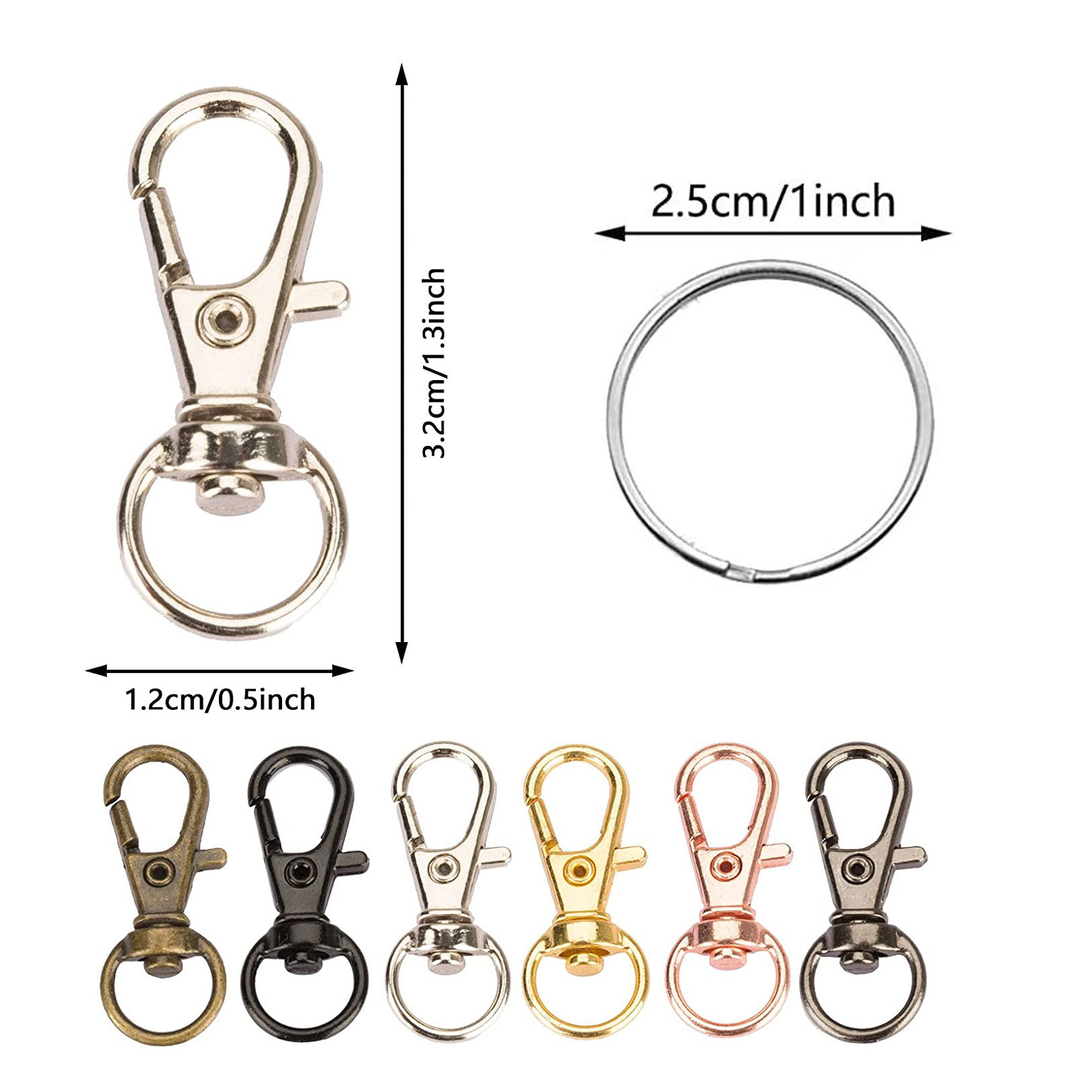 Keychain Ring Clip Keychain Hook with Key Rings Metal Swivel Lobster Claw Clasp metal key ring for toys garment bags accessories