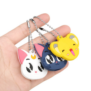 Cute Anime Sailor Moon Keychain Silicone Cat Dog Protective Key Case Cover for Key Control Dust Cap Holder Gift Women Key Chain