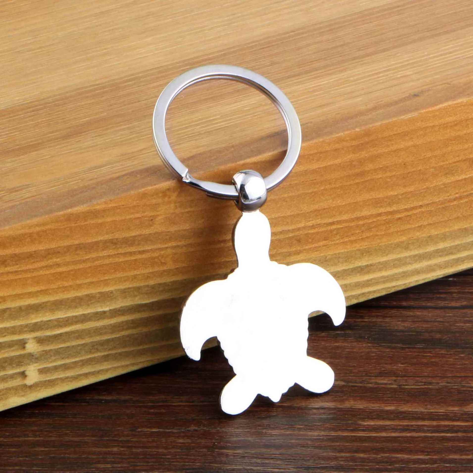 Personalized Custom Logo Animals sea turtle Key ring Funny Keychain 3D Turtle Metal Key chains Souvenirs Handbag Purse Bag Charm