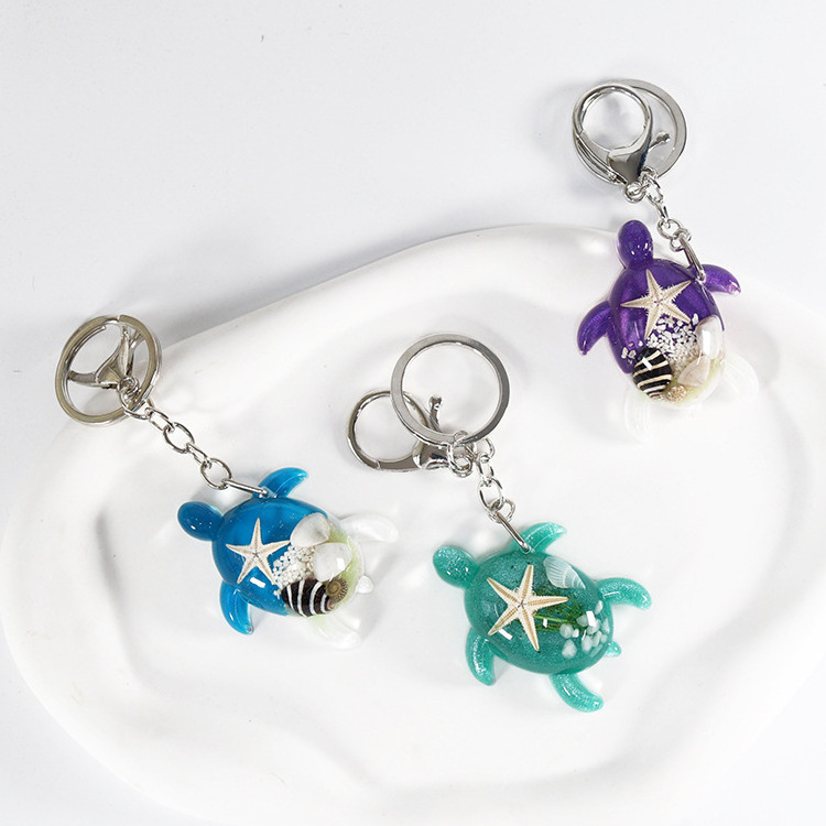 Custom Acrylic key chains Sea Souvenir turtle Shape keychain pvc starfish sea turtle bag charm pendant keyring tortoise keychain