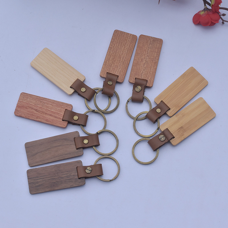 Blank Wooden key chains logo custom laser engraved souvenir craft Blanks Vintage Hotel Keychain Personalized Key Tags for DIY