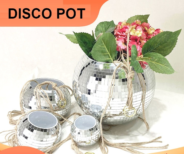 Disco Ball Planter 20cm Globe Shape Hanging Flower Pot Home Balcony Decor Planter Pots