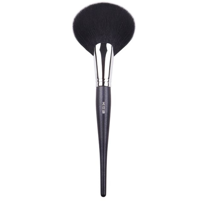 Custom makeup brushes Logo Private label Large fan powder brush Natural hair Copper tube Solid wood handle