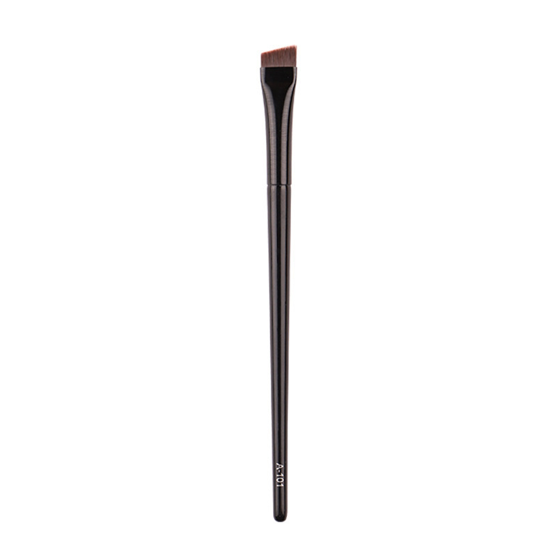 Custom makeup brushes Blade eyebrow eyeliner brush Synthetic hair Wire drawing aluminum tube Solid wood handle makeup brush