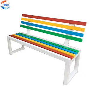 Colorful park chairs Outdoor bench with back for garden rest Solid wood bench for garden lounge