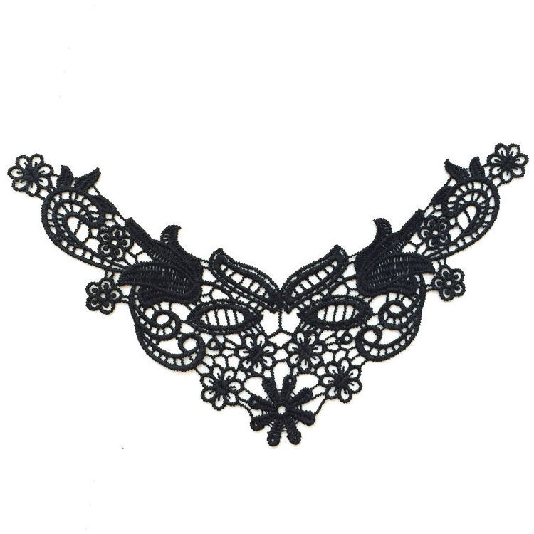 Chinese Fashion Necklace Machine Embroidery Crochet Women's Dress Black and White Lace Collar