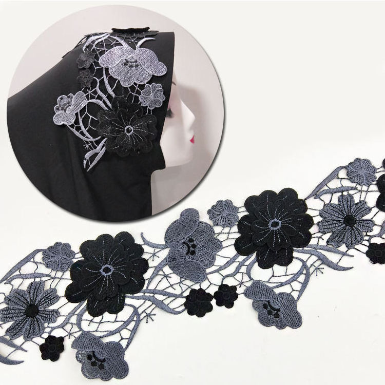 High quality headband scarf decorative flower lace fabric 3D African lace trim