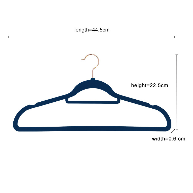 Manufacturer Wholesale Premium Custom 38Cm Navy Blue Coat 50 Pack Velvet Hangers For Cloths