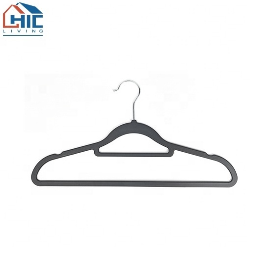 Chic Wholesale Ultra Thin Heavy Duty Rubberized Non-slip Hangers with Notches & Accessary Bar for Clothes