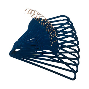 Manufacturer Wholesale Premium Custom 38Cm Navy Blue Coat 50 Pack Velvet Hangers For Cloths