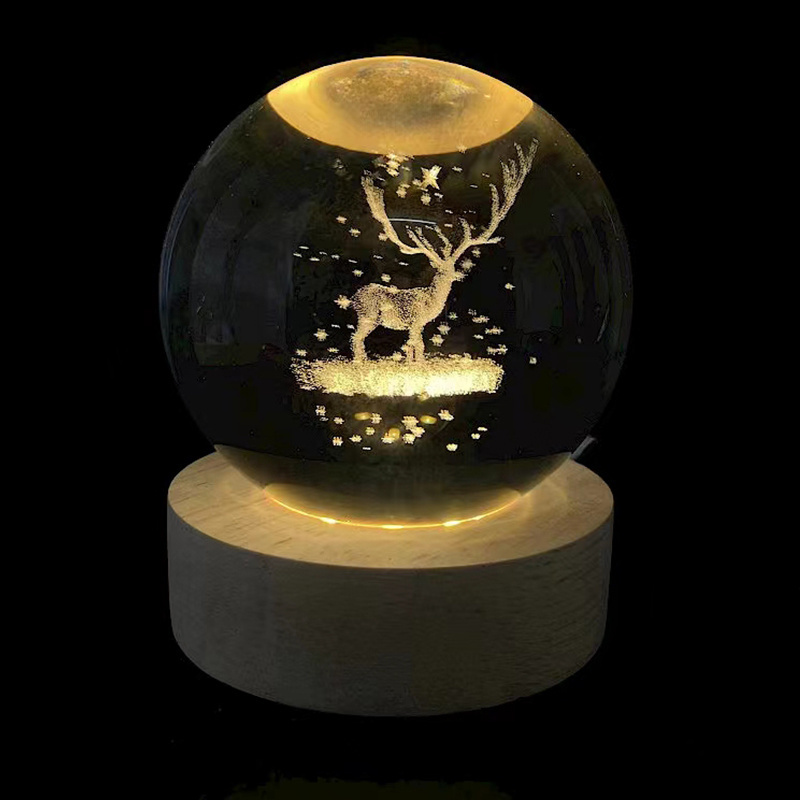 Glowing Milky Way starry crystal ball 12 Zodiac Rooster Animals 3D laser crystal ball for gifts