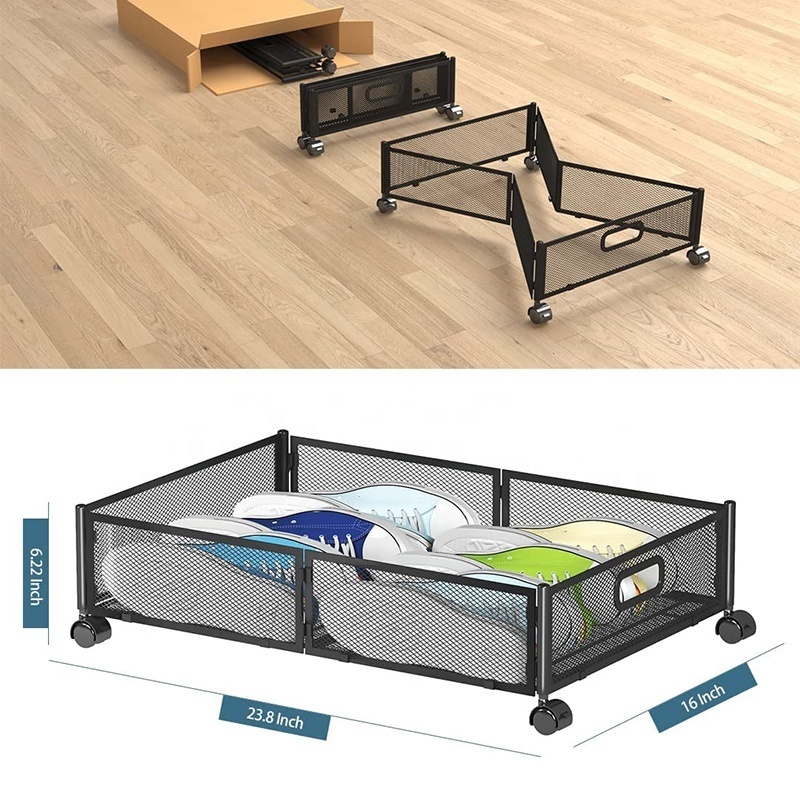 Popular Under Bed Storage Containers, Under Bed Shoe Storage With Wheels, Foldable Bedroom Storage Organization with Handles