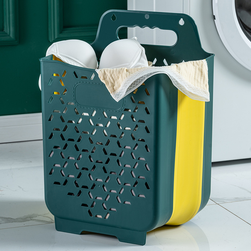 Household Wall Hanging PP TPR Bathroom Foldable Dirty Clothes Pop Up Clothes Storage Container Dirty Laundry Hamper Basket