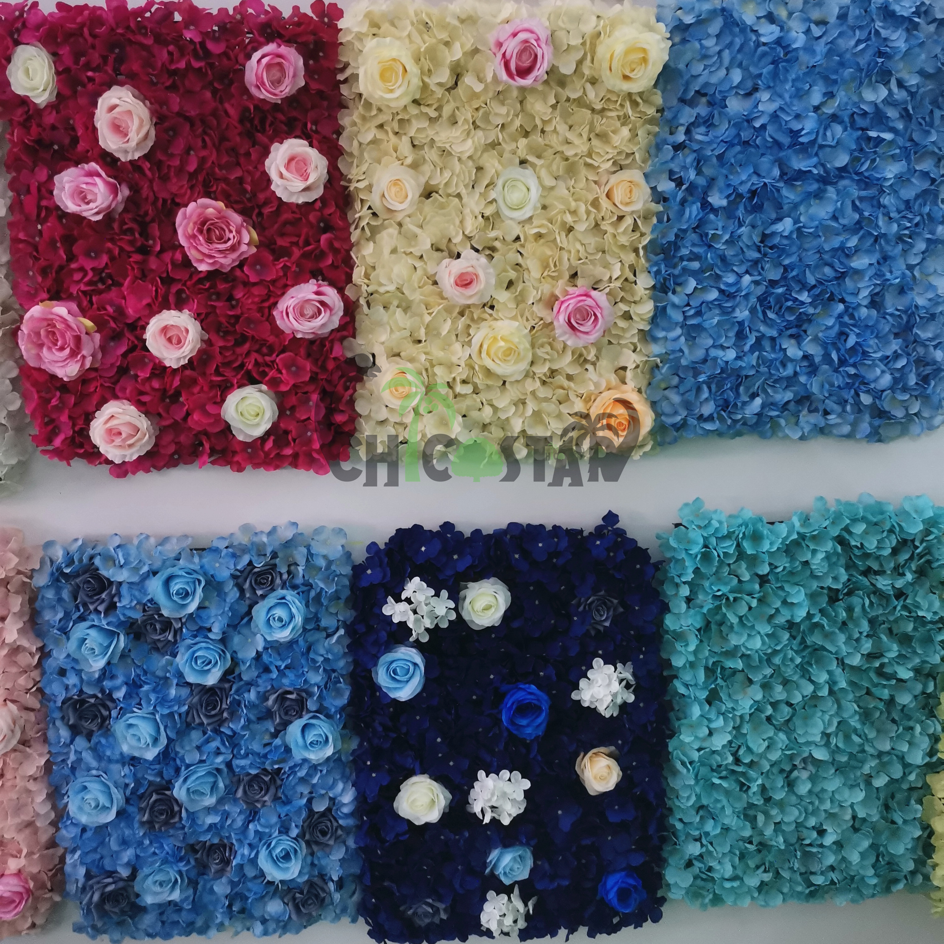 40*60cm Artificial hydrangea flower wall panel wedding decoration rose floral mat wedding backdrop