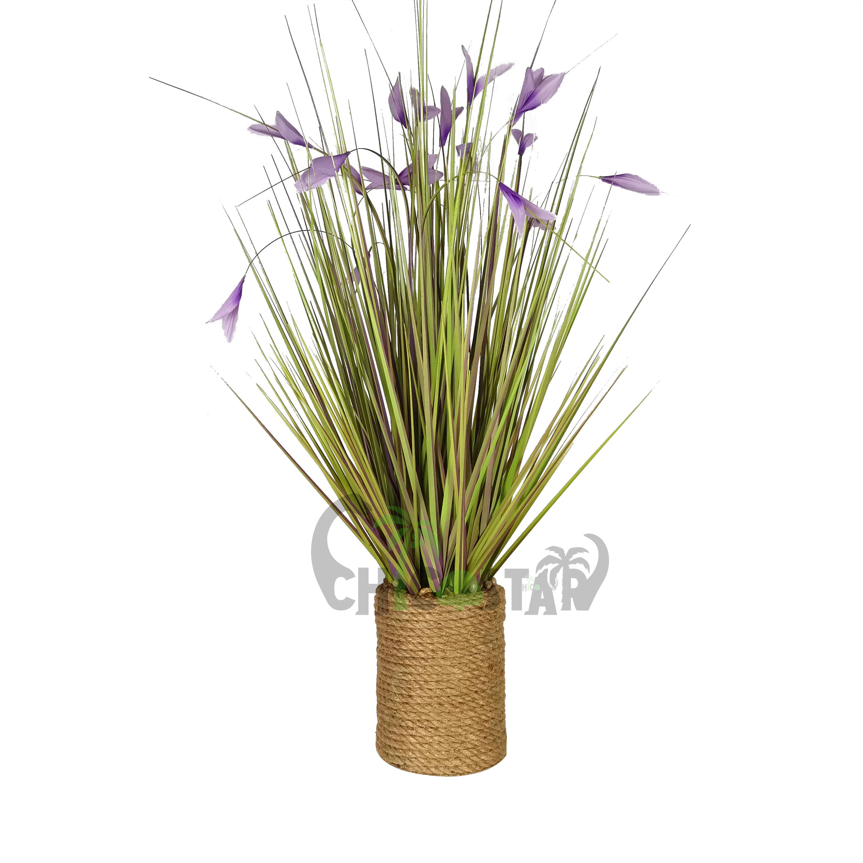 Beautiful artificial faux onion grass Light touch briquettes plant bundle in hemp rope pot for decoration