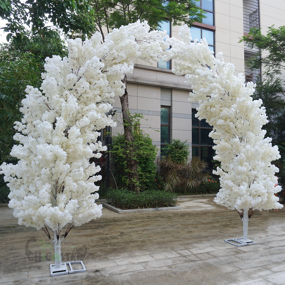 New White Pink Fake Japanese Cherry Trees Artificial Trees Wedding Decoration Arch Cherry Blossom Sakura Tree Arch For Outdoor