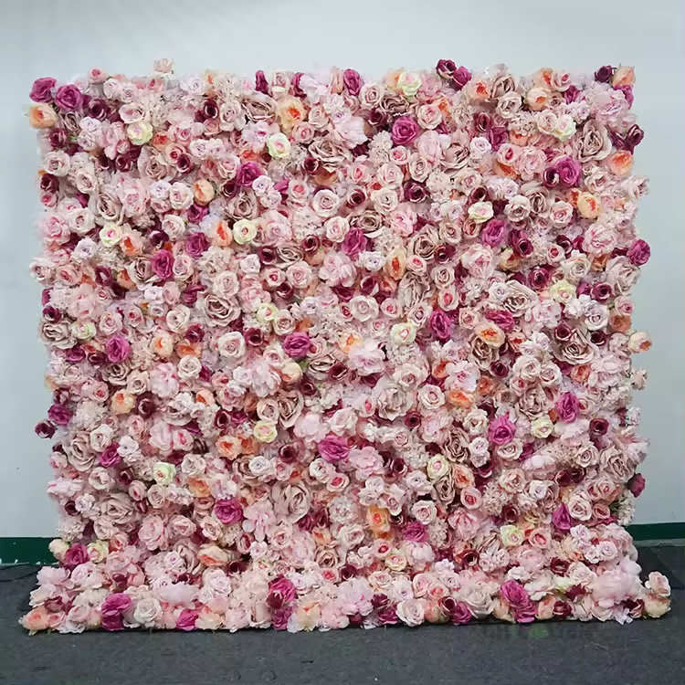 Panel Plant Purple Flower Wall Backdrop Flower Row Flower Wall For Wedding