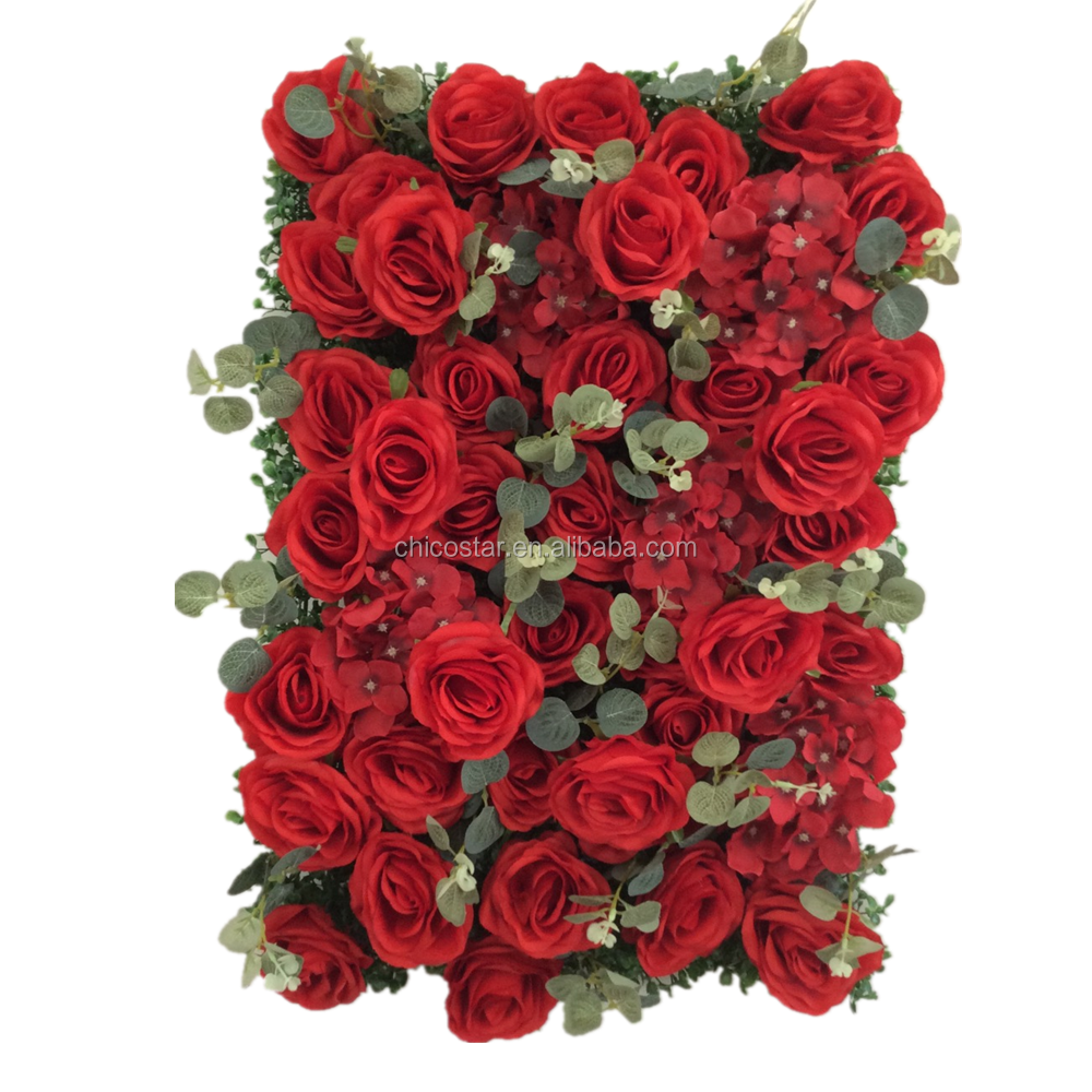 real touch artificial red white rose grass metal rolled decoration wedding silk flower wall backdrop