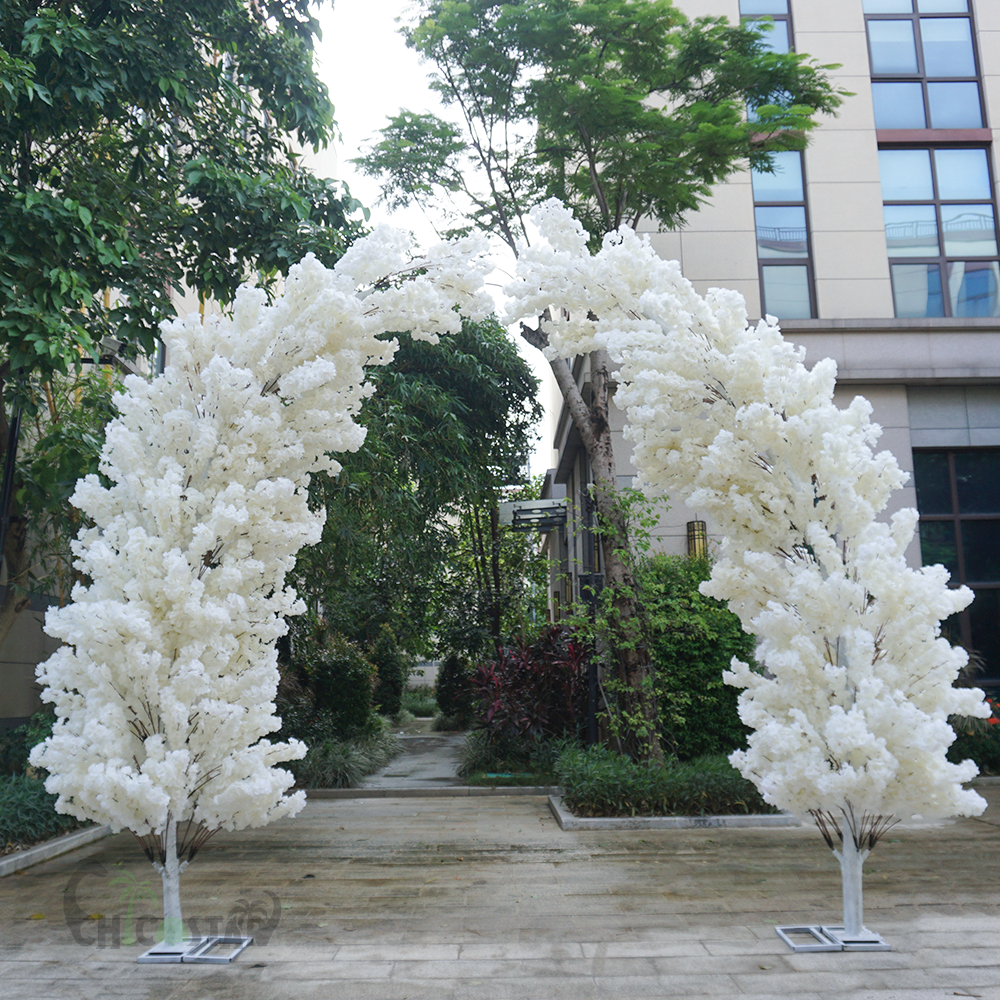 New White Pink Fake Japanese Cherry Trees Artificial Trees Wedding Decoration Arch Cherry Blossom Sakura Tree Arch For Outdoor