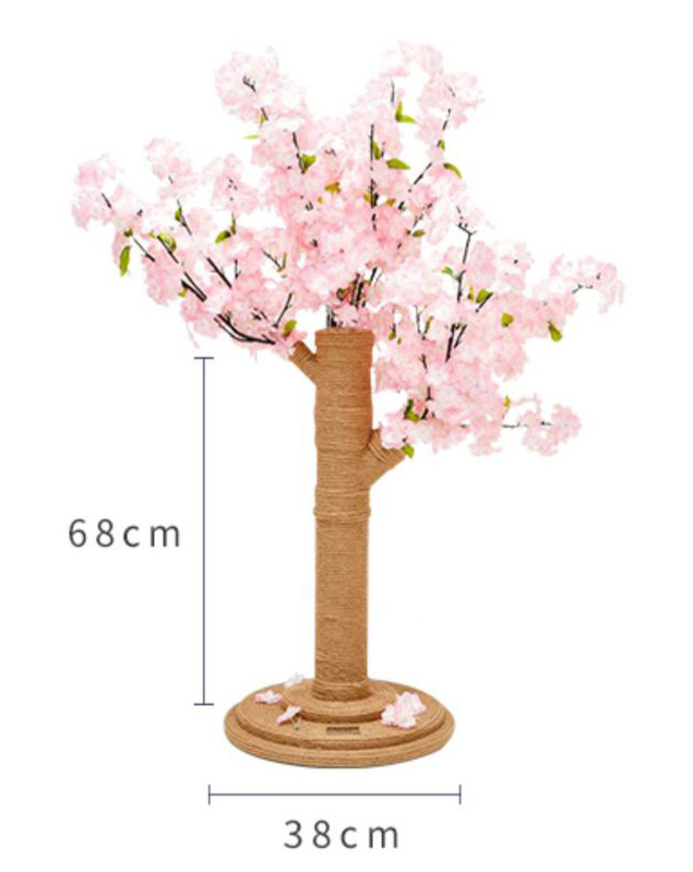 wholesale natural sisal rope shaft wood frame scraper tree for cats pink small flower high quality cat tree