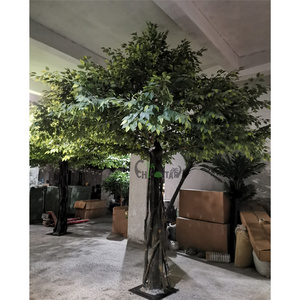 wholesale home decorative artificial wooden tree / large articicial indoor ficus tree green artificial banyan tree