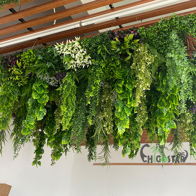 New Design Customized Jungle Style Vertical Plants Wall Artificial Wall Hanging Plant Green Grass Wall for Home