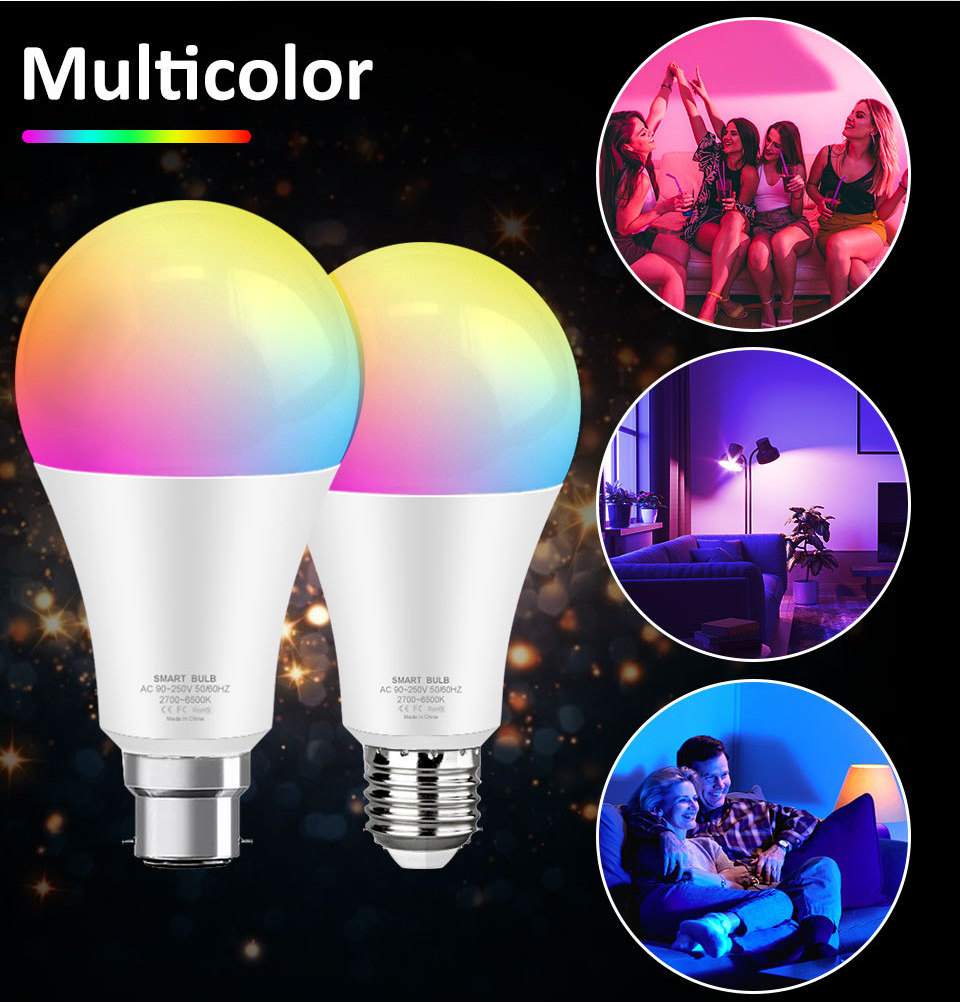 TUYA B22 E27 LED A19 Bulb RGB+WW+CW Dimmable A60 9W 12W Zigbee Smart Light LED Bulb Working with Alexa/Google Home smarthings