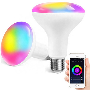 RGB Color Changing E27 E26 B22 8W LED Bulbs RGB+CCT Smart Wifi BR30 LED Light Bulbs Working with Alexa and Google Home