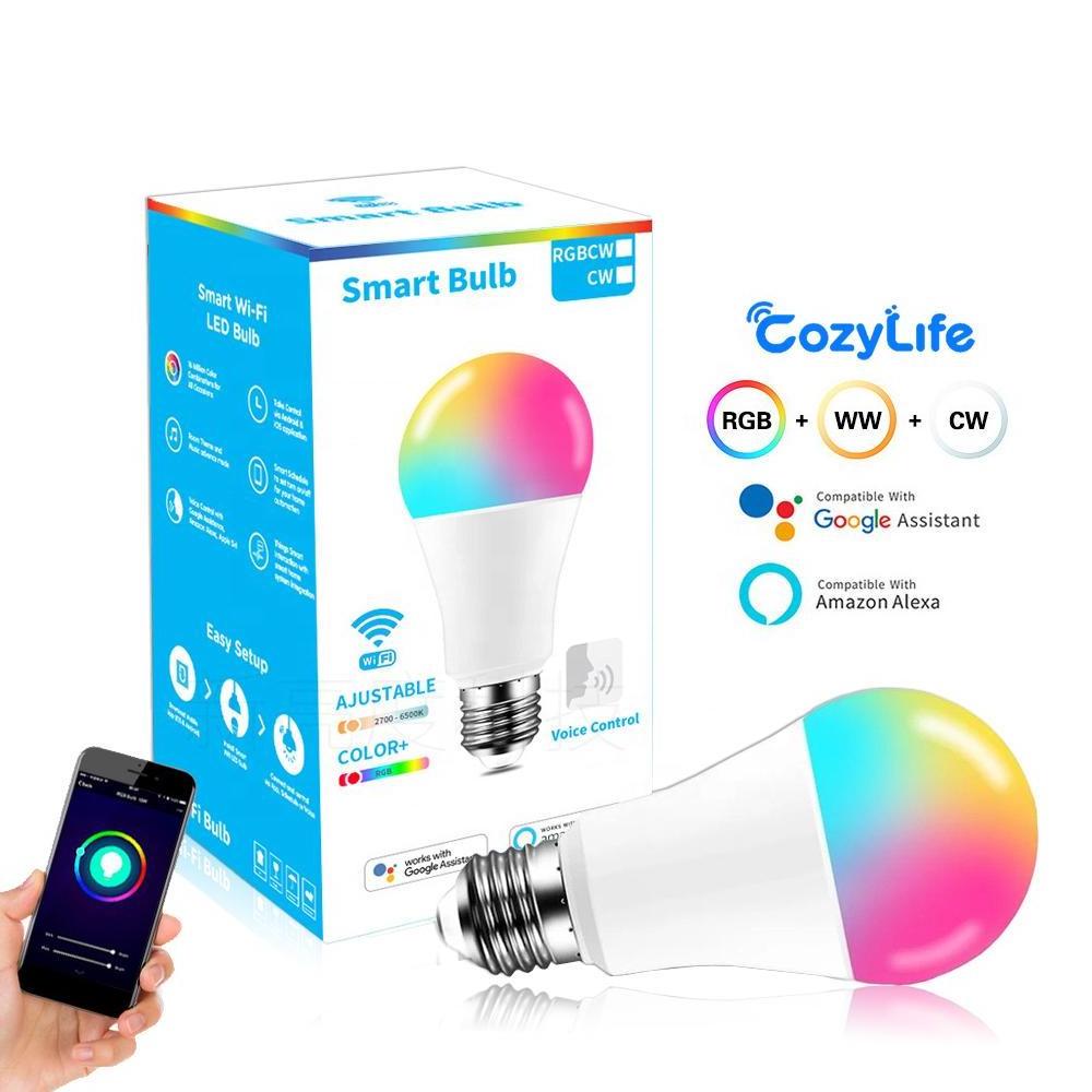 CozyLife WiFi LED Light Bulb A19 E26 Color Changing Dimmable LED Smart Bulbs No Hub Compatible with Alexa Google Home and Siri