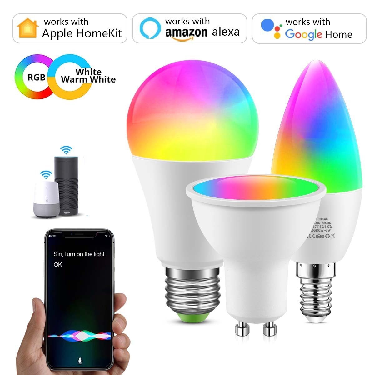 9W Dimmable Apple Homekit Cozylife Smart LED Bulbs Alexa Google Siri Voice Control RGB CCT Color Changing Music LED Light bulbs