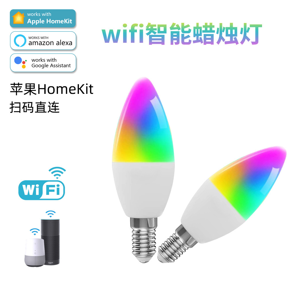 Works with Apple homekit Google Alexa E14 E12 Led Candle light smart wifi led bulb