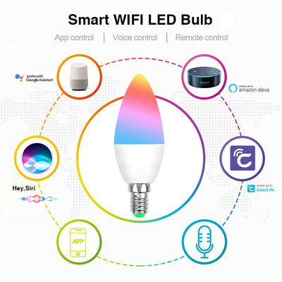 Works with Apple homekit Google Alexa E14 E12 Led Candle light smart wifi led bulb