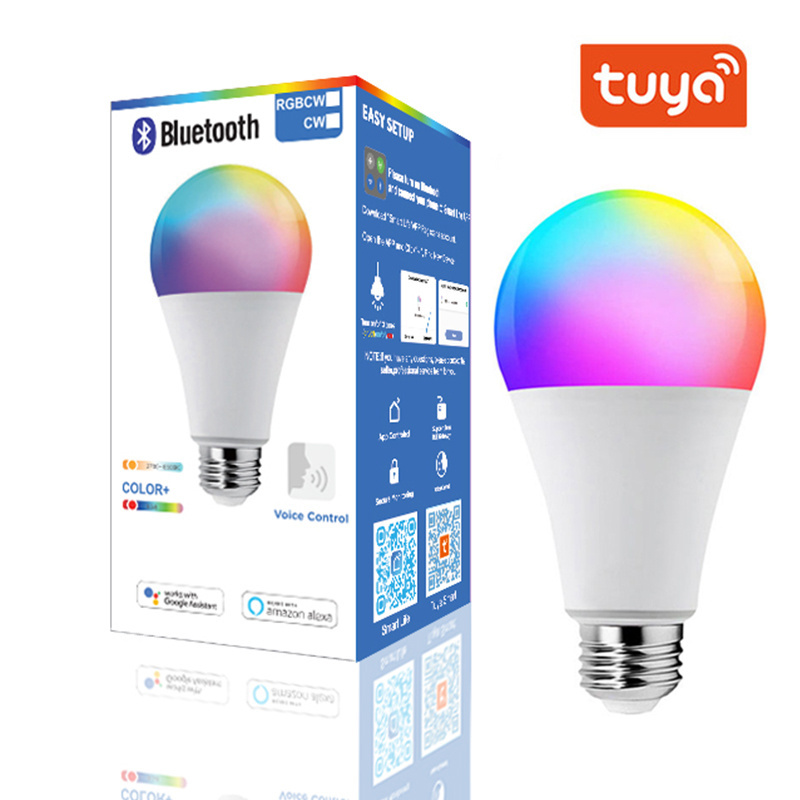 Wholesales Beacon Tuya Smart A60 A19 LED Bulb 9W APP Control Dimmable RGB CCT Multicolor E27 B22 LED Light Bulbs