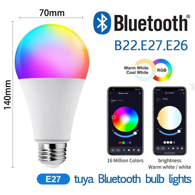 Wholesales Beacon Tuya Smart A60 A19 LED Bulb 9W APP Control Dimmable RGB CCT Multicolor E27 B22 LED Light Bulbs